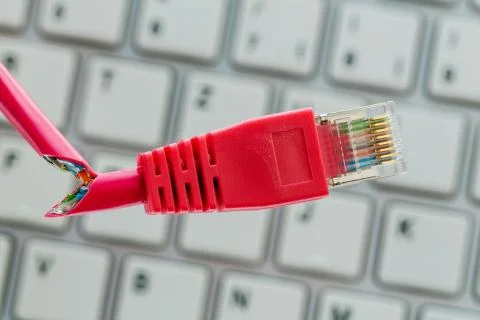 Faulty network cable to keyboard Foto stock