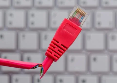 Faulty network cable to keyboard Stock Photos