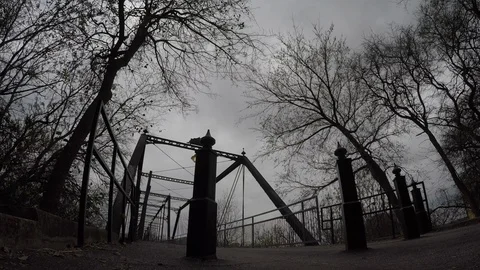 Faust Bridge - New Bruanfels, TX - side angle Stock Footage 104543709