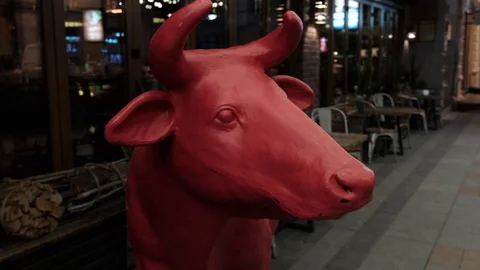 Faux cow's red head Stock Footage 112747269