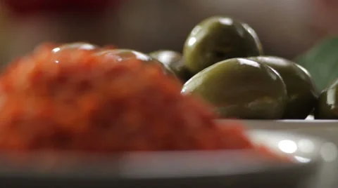 Fava beans and olives HD Stock Footage 27223370