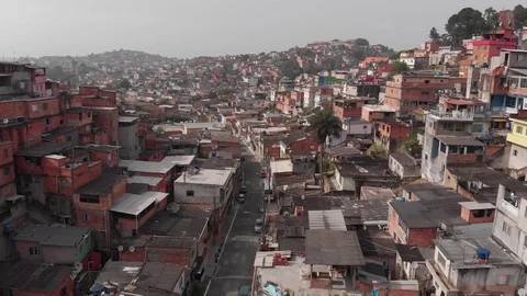 Favela Aerial view in São Paulo Suburbs Slum Brazil Stock Footage