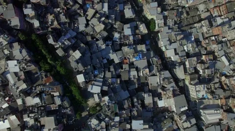 Favela Aerials: High view of rooftops of Rocinha favela, Rio de Janeiro, Brazil 動画素材 63568603