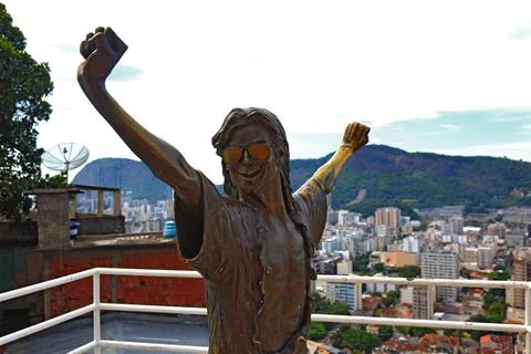 Favela Santa Marta Rio de Janeiro Brazil Espaco Michael Jackson Monument Stock Photos