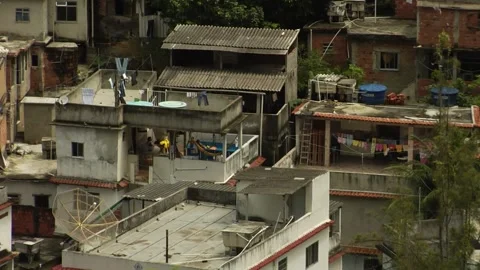 Favelas in Buenos Aires with laundry hung up on lines Stock Footage 160280746