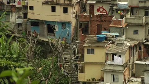 Favelas in Buenos Aires with plants Stockbeeldmateriaal 160280712