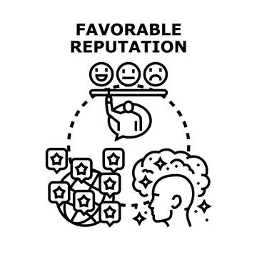 Favorable reputation concept with user feedback and brand recognition Stock Illustration