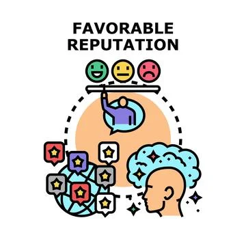 Favorable reputation concept with user feedback and brand recognition Stock Illustration