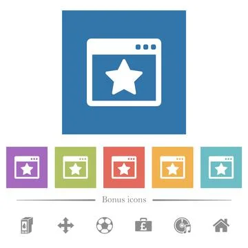 Favorite application flat white icons in square backgrounds 库存插图