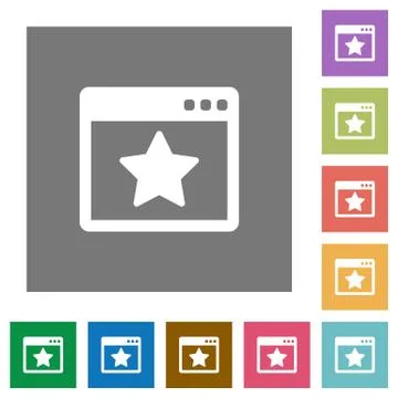 Favorite application square flat icons Stock Illustration
