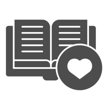Favorite book solid icon. Heart with book vector illustration isolated on white Stock Illustration