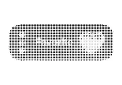 Favorite button with heart icon and three dots on a rounded rectangle, half.. Stock Illustration