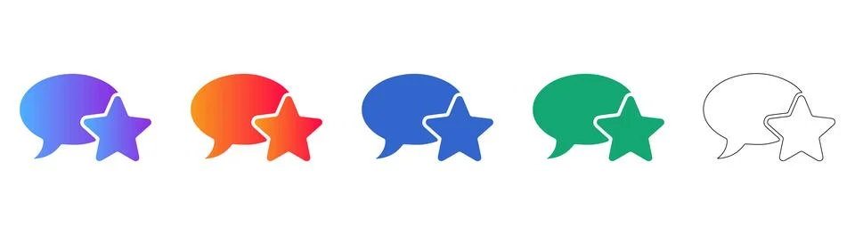 Favorite Chat Bubble Icons in Multi Color Gradient Illustrazione stock