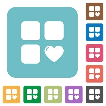 Favorite component rounded square flat icons Stock Illustration