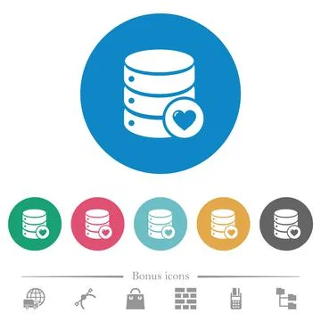 Favorite database flat round icons Stock Illustration