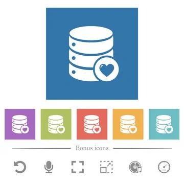 Favorite database flat white icons in square backgrounds 스톡 일러스트