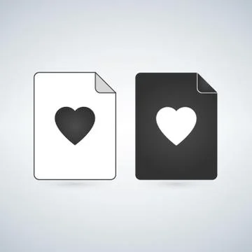 Favorite Document file vector icon with heart. flat sign for mobile concept a Stock Illustration