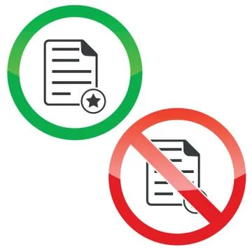 Favorite document permission signs set Stock Illustration