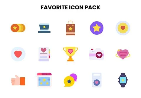 Favorite Flat Graphics Icons Pack Stock Illustration