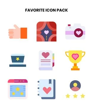 Favorite Flat Scalable Icons Pack 스톡 일러스트
