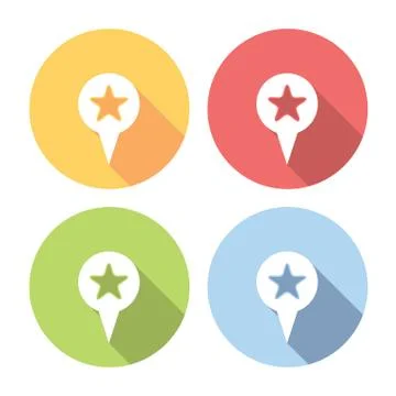 Favorite Location Flat Icons Set Stock Illustration