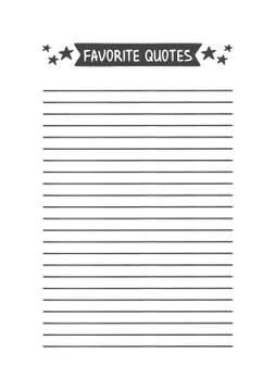 Favorite Quotes. Printable Organizer for Study, School or Work. Stock Illustration