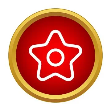 Favorite star icon inside red circle button Stock Illustration