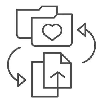 Favorites folder thin line icon. Add files to folder vector illustration Stock Illustration