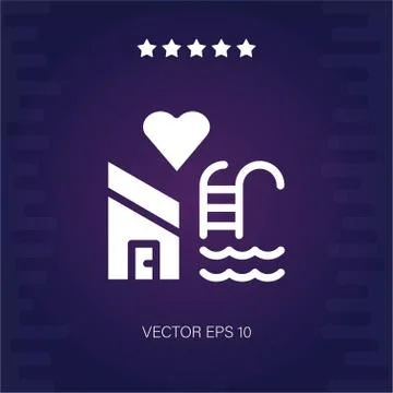 Favourite house with pool vector icon Stock Illustration