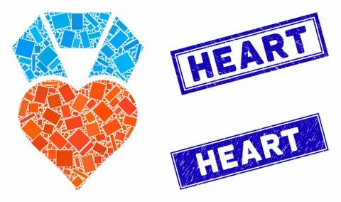 Favourite Mosaic and Distress Rectangle Watermarks Stock Illustration