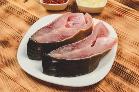 Faw fish steak Stock Photos