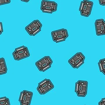 Fax device download file vector seamless pattern Stock Illustration