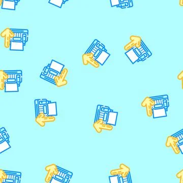 Fax device download file vector seamless pattern Stock Illustration