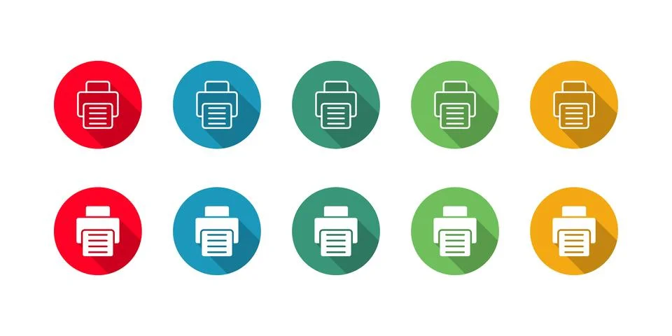 Fax Icon set vector illustration with long shadow. Stock Illustration