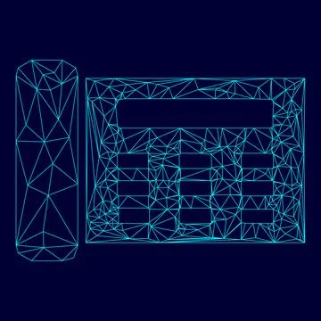 Fax in low poly triangulation triangulated polygonal electric cyan blue vib.. Stock Illustration