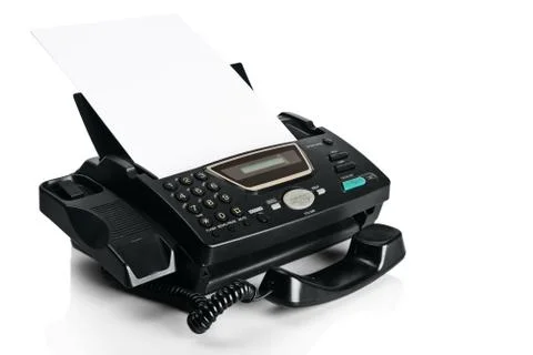 Fax machine with document Stock Photos