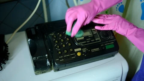 The fax machine is dusted in the bathroom Stock-Footage 128598937