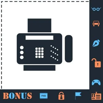 Fax machine icon flat Stock Illustration