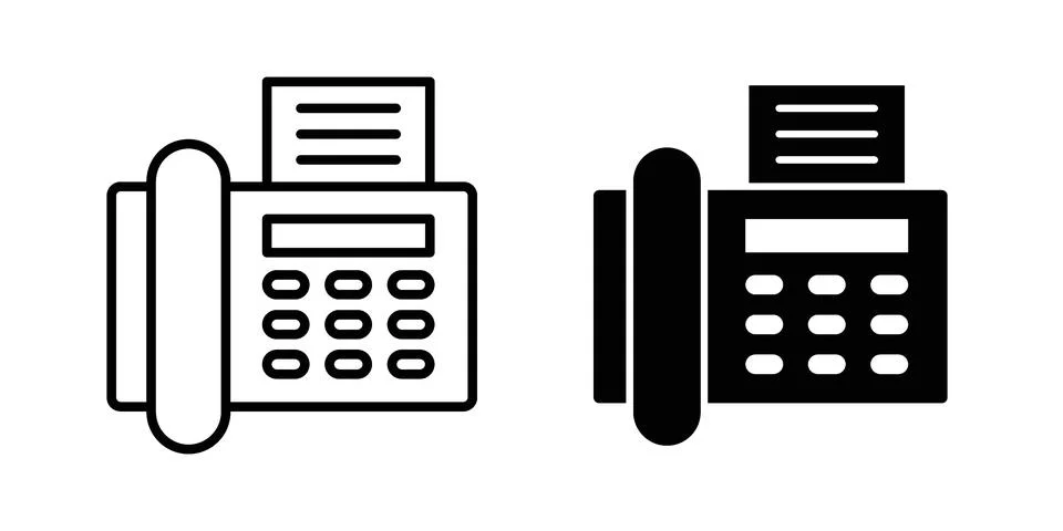 Fax machine icon set. Vector EPS 10 Stock Illustration