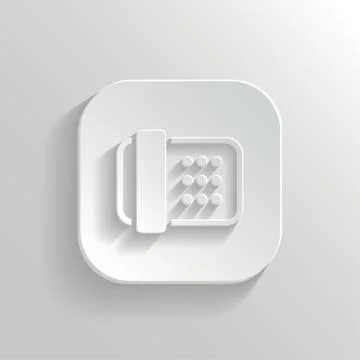 Fax machine icon - vector white app button Stock Illustration