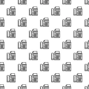 Fax machine outline seamless pattern background Stock Illustration