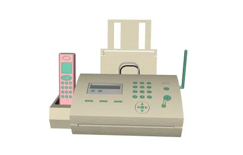 Fax machine with paper holder and integrated telephone Stock Illustration