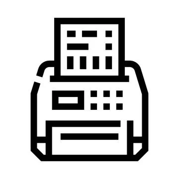 Fax machine sending telecommunication document line icon Stock Illustration