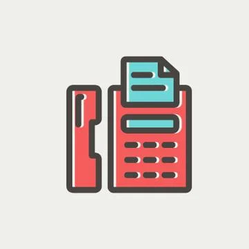 Fax machine thin line icon Illustrazione stock