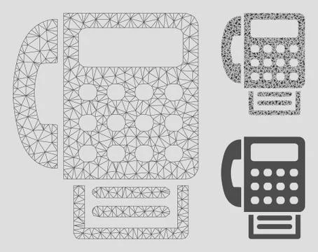 Fax Machine Vector Mesh Wire Frame Model and Triangle Mosaic Icon Illustrazione stock