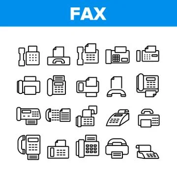 Fax Printer Collection Elements Icons Set Vector Stock Illustration
