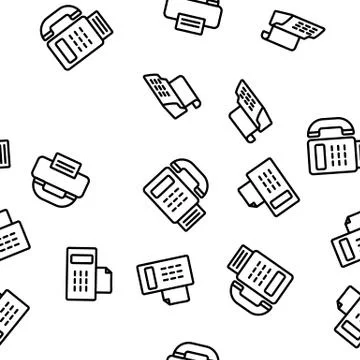 Fax Printer Vector Seamless Pattern Stock Illustration