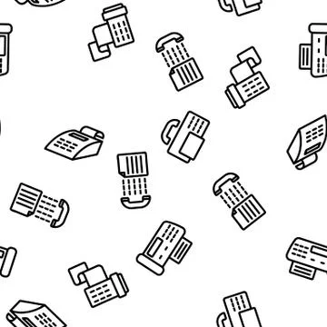 Fax Printer Vector Seamless Pattern Stock Illustration
