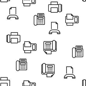 Fax Printer Vector Seamless Pattern Stock Illustration