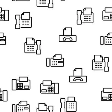 Fax Printer Vector Seamless Pattern Stock Illustration